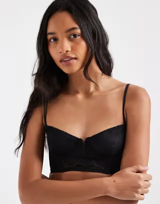 Free People graphic edge underwire bralet in black