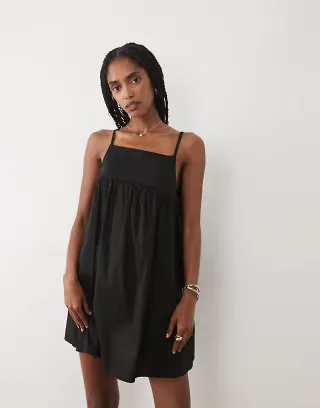 ASOS DESIGN halterneck a-line hybrid mini dress in black