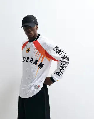 ICECREAM mesh long sleeve racer t-shirt with graphic print in multi