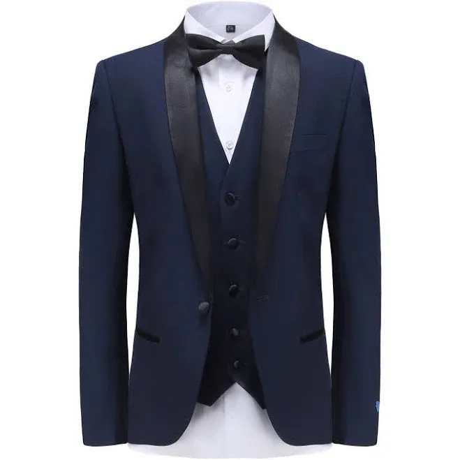 Braveman Men's 3 Pc Slim Fit Tuxedo Set Tx300 In Navy