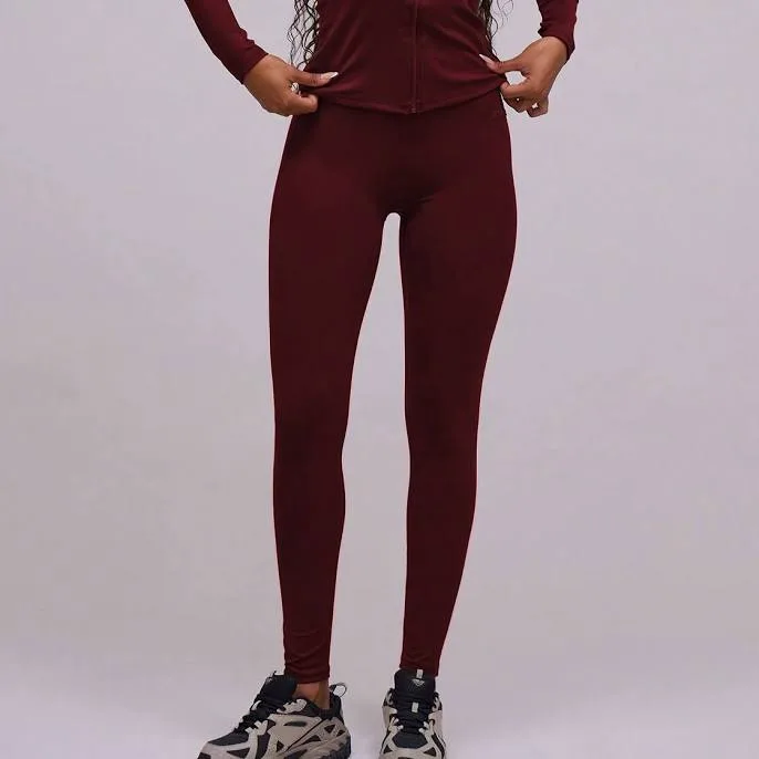 MUSERA Burgundy High Waist Seamless Skinny Leggings Women's Yoga Pants Athletic Workout Running Gym Fitness Pilates Casu