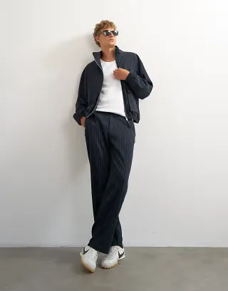Topman bouclé pinstriped dressy set in navy