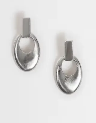Topshop Esme door-knocker earrings in silver brushed
