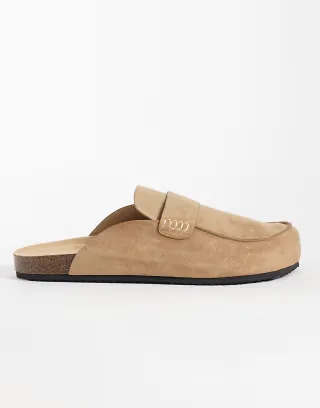SEQWL Soda slip on loafer style mules in taupe