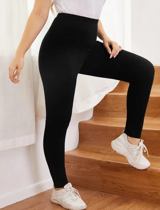 SHEIN Plus High Waist Solid Leggings,2XL