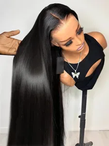 Brand 40-44 Inch Long Straight Human Hair Wigs - Black Brazilian 13x4 & 13x6 HD Lace Frontal - Natural Hairline, Free Pa