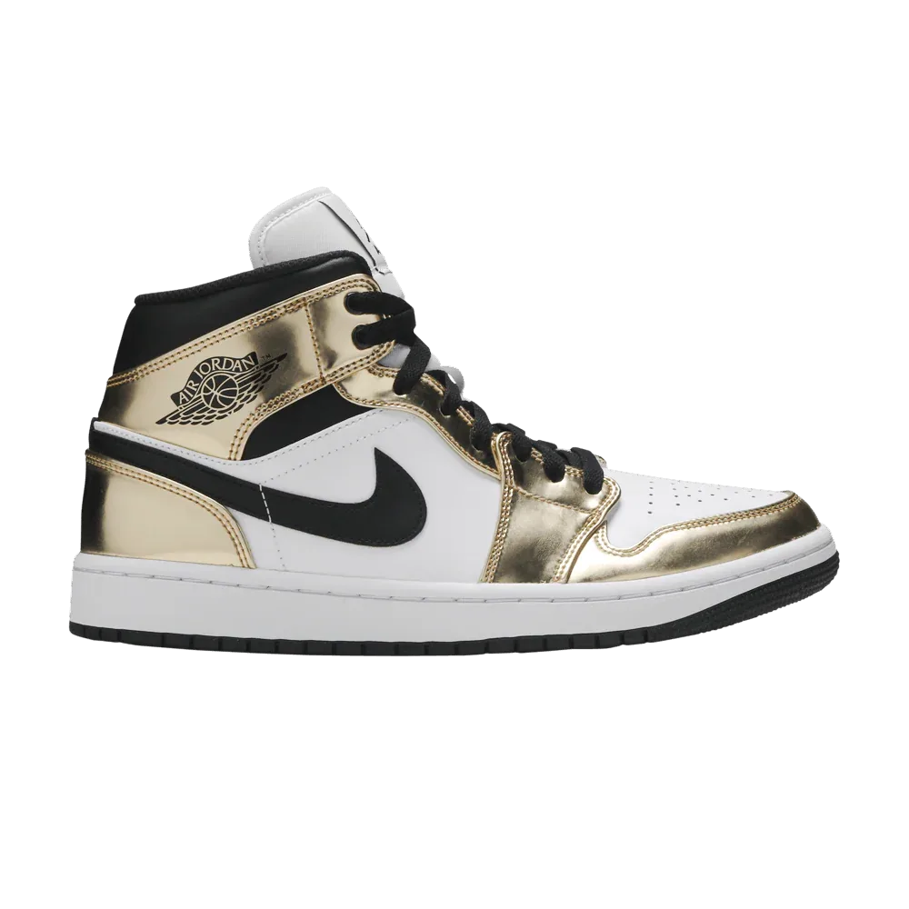 Air Jordan 1 Mid Metallic Gold Black White