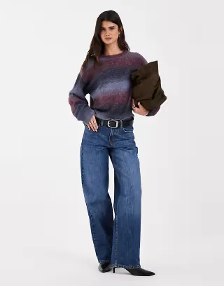 JJXX knit sweater in blue burgundy ombre