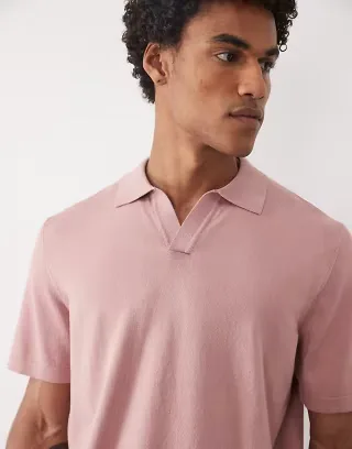 ASOS DESIGN Essential relaxed fine-knit notch polo in pink