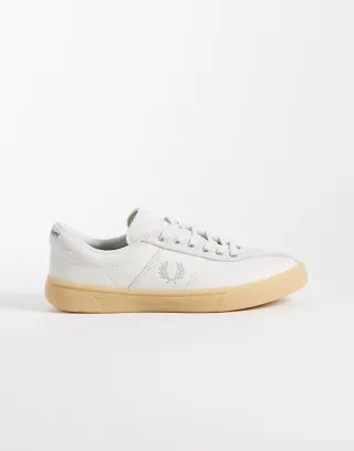 Fred Perry leather and suede tennis shoe in cream