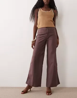 Motel sadasi low rise pants in taupe brown