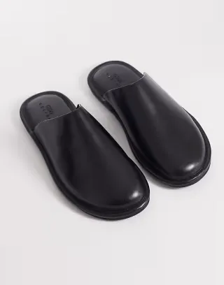 ASOS DESIGN mules in black leather
