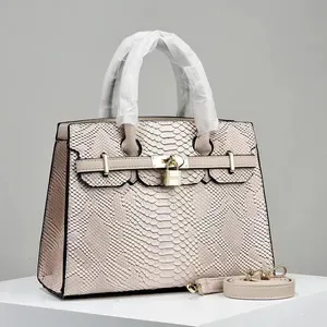 Luxury bag Snake Skin Pattern Women Handbag Lock Decor Tote Bag Fashion Ladies Top-handle Shoulder Crossbody Bag