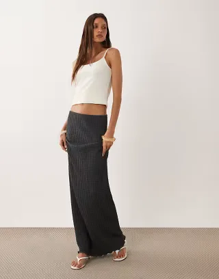 ASOS DESIGN mix & match textured maxi skirt in navy
