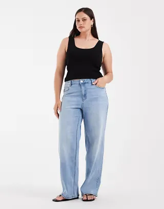 Vero Moda Curve Olivia wide leg jeans in light blue