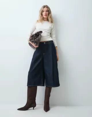 ASOS DESIGN horseshoe denim longer length jort in rinse