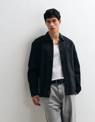 Jack & Jones twill overshirt in black