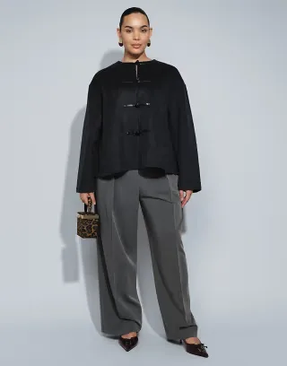 ASOS DESIGN Curve Tailored barrel pants in gray melange