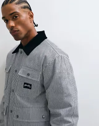 Stan Ray Pro lined chore jacket in hicktory stripe