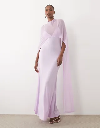 ASOS DESIGN exaggerated cape maxi dress in lilac