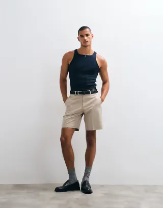 ASOS DESIGN muscle fit ribbed tank with square neck in navy