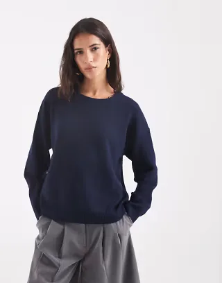 ONLY O-neck knit sweater in dark navy