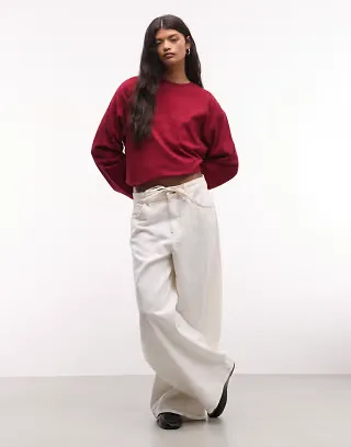 Weekday oversized long sleeve t-shirt in cherry red