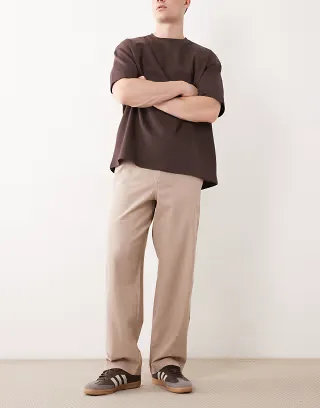 ASOS DESIGN loose trouser in beige