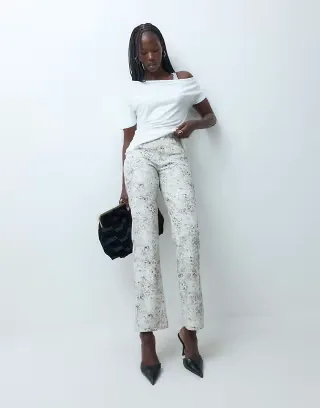 ASOS DESIGN 90s straight leg jeans in snow leopard