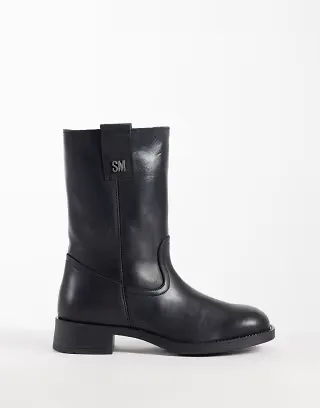 Steve Madden Zethy low ankle boots in black leather
