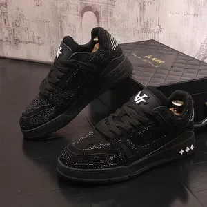 Designer shoe Pink Rhinestone Trendy Brand Men's Sneakers 2026 New Color Block Versatile Thick Sole Height Increasing In
