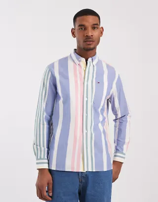 Tommy Jeans oxford shirt in blue/green stripes