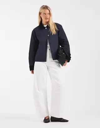 ASOS DESIGN contrast corduroy field jacket in navy