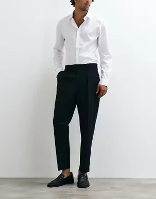 Mango Boston straight suit trouser set in black