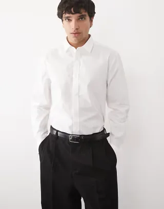 ASOS DESIGN regular fit smart shirt in white