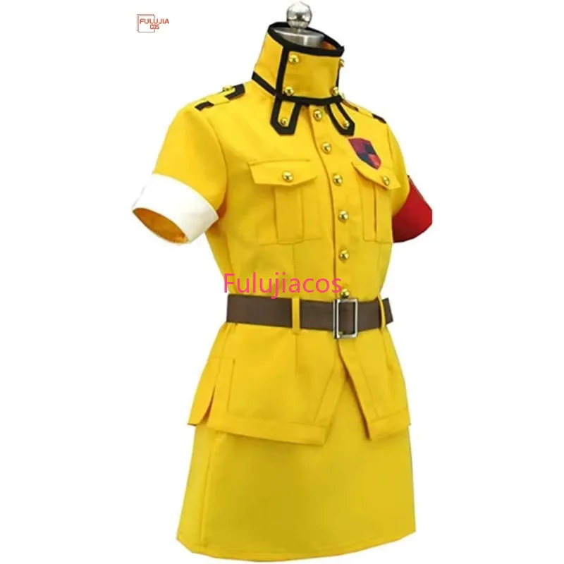 Fulujiacos Anime Women Seras Victoria Yellow Suit Dress Outfits Uniform Cosplay Costume