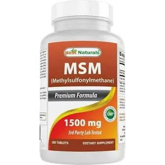 (3 pack) Best Naturals MSM 1500 mg 180 Tablets for Joint Support, Mobility & Flexibility