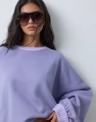 ASOS DESIGN sweatshirt with knitted collar and cuffs in light purple