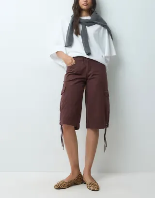 Miss Selfridge cargo capris in chocolate