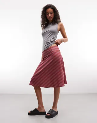 Reclaimed Vintage awkward length jersey skirt in stripes