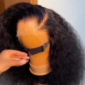 Short Bob Style Afro Kinky Curly Human Hair Wig, M-Shaped Hairline, 400 Density, Glueless Preplucked 13x6 HD Lace Front,