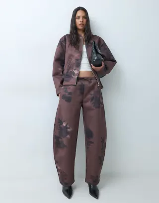 ASOS DESIGN floral print scuba-style fabric jacket & sweatpants in multi