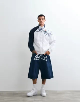 ICECREAM panelled running dog track jacket in white