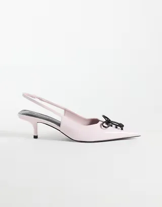 ASOS DESIGN Spirit lace up kitten heels in pink