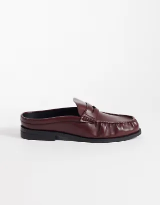 ASOS DESIGN mule loafers in burgundy