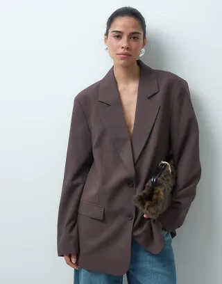 ASOS DESIGN tailored oversized blazer in brown