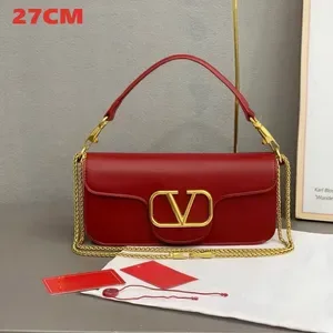 10A Quality Designer Leather Wandler Leather Shoulder Bag Gold VLogo Hasp Chain Strap Crossbody Bag Luxury Handbag Red T