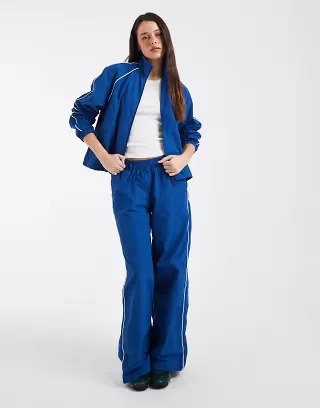 JJXX funnel neck jacket & track pants with piping set in cobalt blue