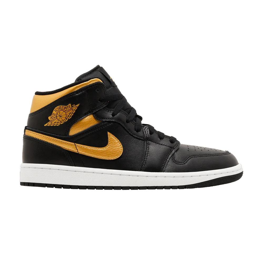 Air Jordan 1 Mid Black Metallic Gold