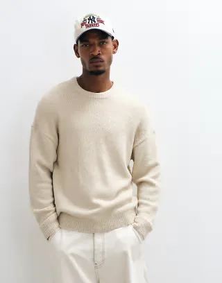 ONLY & SONS long sleeve soft crew neck knit in cream